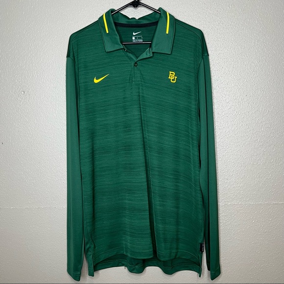 Nike Other - Nike On Field Baylor University Bears Green Long Sleeve Polo Mens Size L